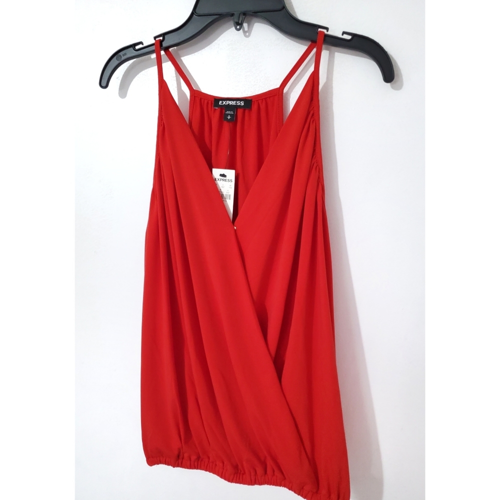 EXPRESS Red Spaghetti Strap V Neck Top Medium - Picture 8 of 15